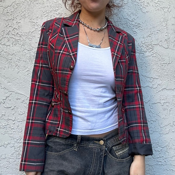 Y2k Plaid Blazer - Picture 2 of 13